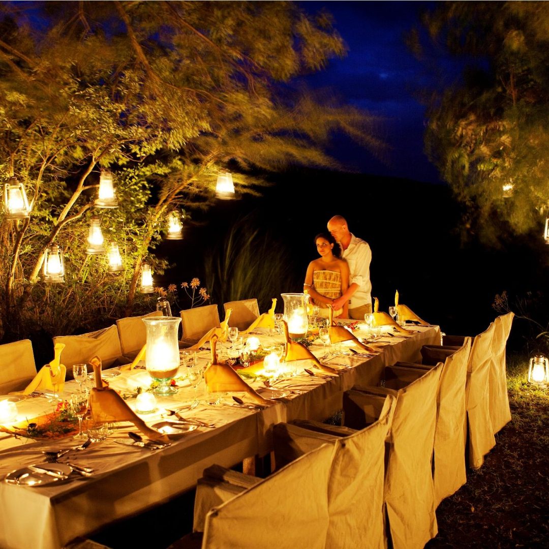 Gala bush dinner Karen Blixen Camp Bush dinner